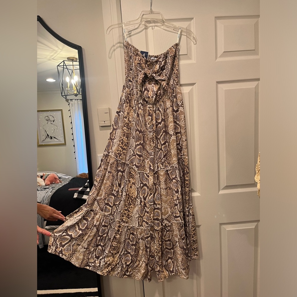 Blue Island strapless sundress, size medium, reptile print